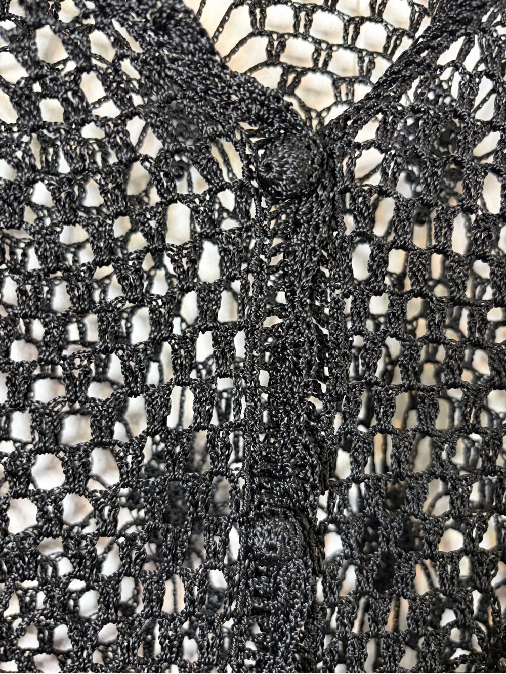 Vintage Y2K Whimsigoth Beaded Crochet Mesh Cardigan Sheer Cover Up Small boho - Picture 4 of 11